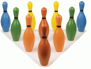 Multi-Colour Plastic Bowling Pin Set