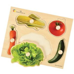 Large Knob Wooden Puzzle - Vegetables