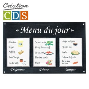 Tableau de menu à 3 pochettes