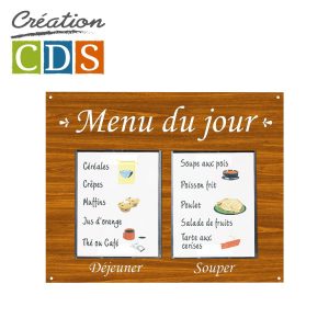 Tableau de menu à 2 pochettes