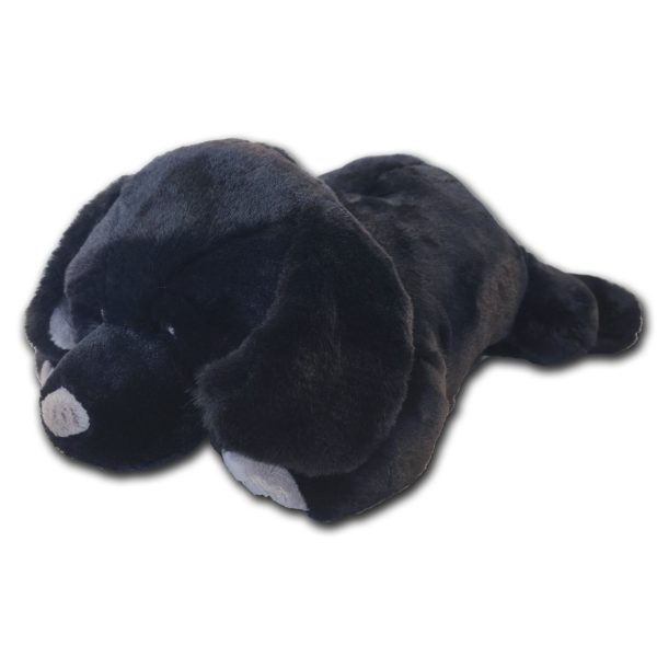 Peluche chauffante, labrador noir