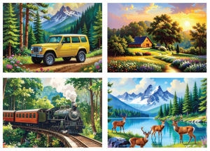 Ensembles de  4 casse-têtes Joyfull  48 mcx - La vie paisible à la campagne